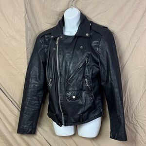 Vintage Berman’s leather moto motorcycle jacket size 36 unisex black
